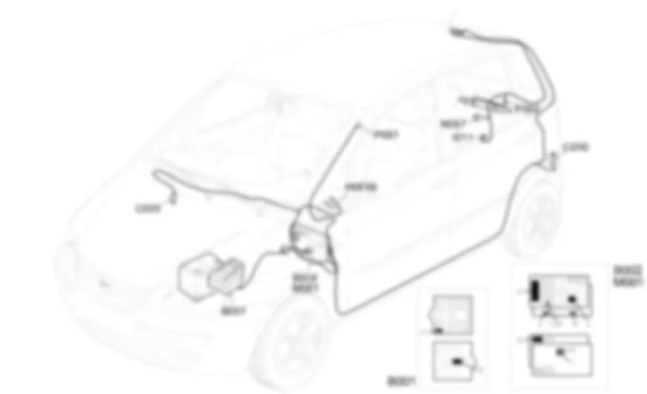 OTWARCIE BAGAZNIKA               I POKRYWKI WLEWU PALIWA - Rozmieszczenie elementow Fiat IDEA 1.3 JTD 16v  