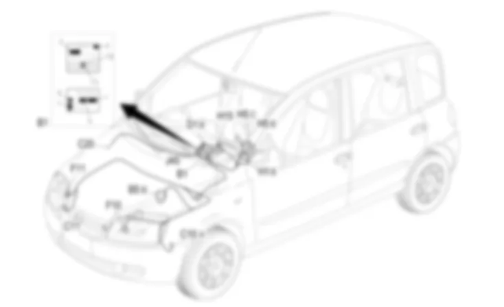 REGOLATORE ASSETTO FARI - LOCALIZZAZIONE COMPONENTI Fiat MULTIPLA 1.9 JTD 8V fino a 05/99 REGOLATORE ASSETTO FARI - LOCALIZZAZIONE COMPONENTI Fiat MULTIPLA 1.9 JTD 8V fino a 05/99