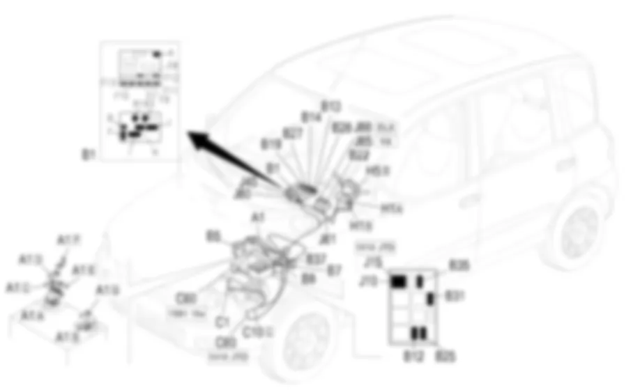 ALIMENTAZIONE - Localizzazione componenti Fiat MULTIPLA 1.9 JTD 8V da 06/99 a 03/02 ALIMENTAZIONE - Localizzazione componenti Fiat MULTIPLA 1.9 JTD 8V da 06/99 a 03/02