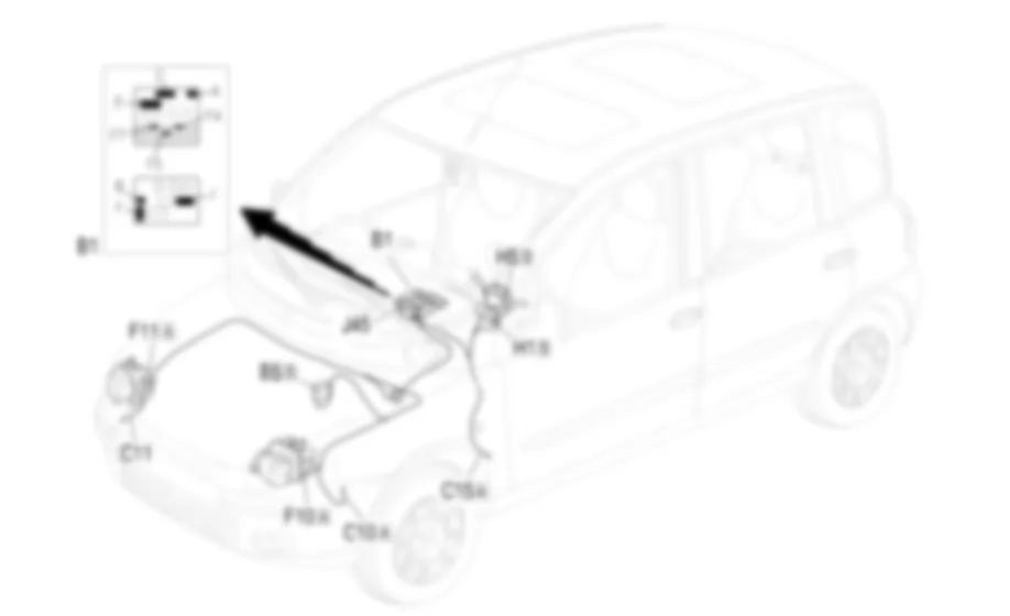 LUCI ANABBAGLIANTI - Localizzazione componenti Fiat MULTIPLA 1.9 JTD 8V  da 04/02 a 08/03