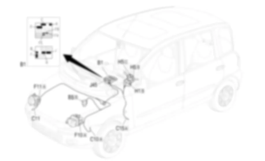 LUCI ANABBAGLIANTI - Localizzazione componenti Fiat MULTIPLA 1.9 JTD 8V  fino a 05/04