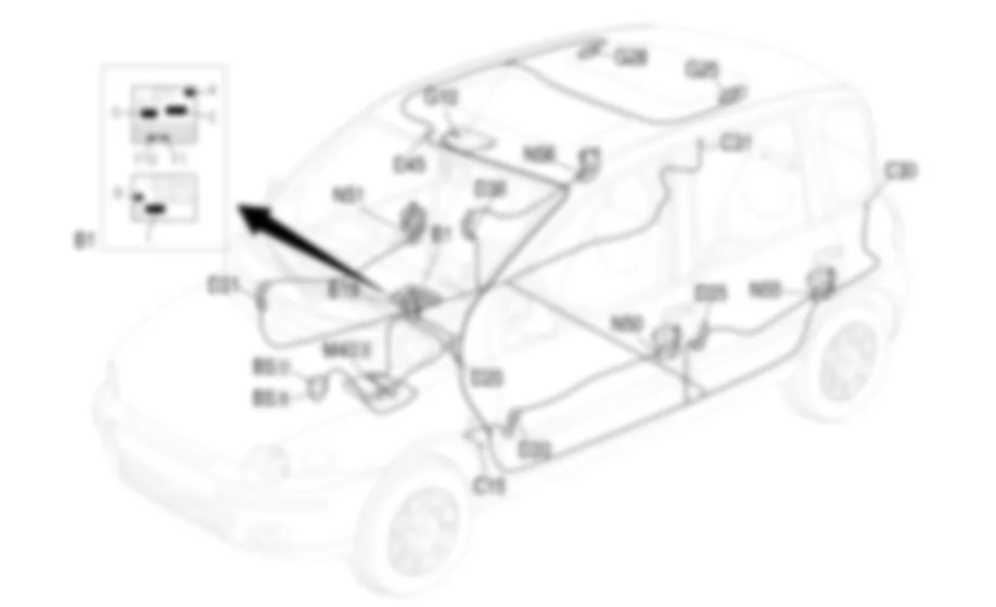 PLAFONIERE - Localizzazione componenti Fiat MULTIPLA 1.9 JTD 8V da 06/99 a 03/02 PLAFONIERE - Localizzazione componenti Fiat MULTIPLA 1.9 JTD 8V da 06/99 a 03/02