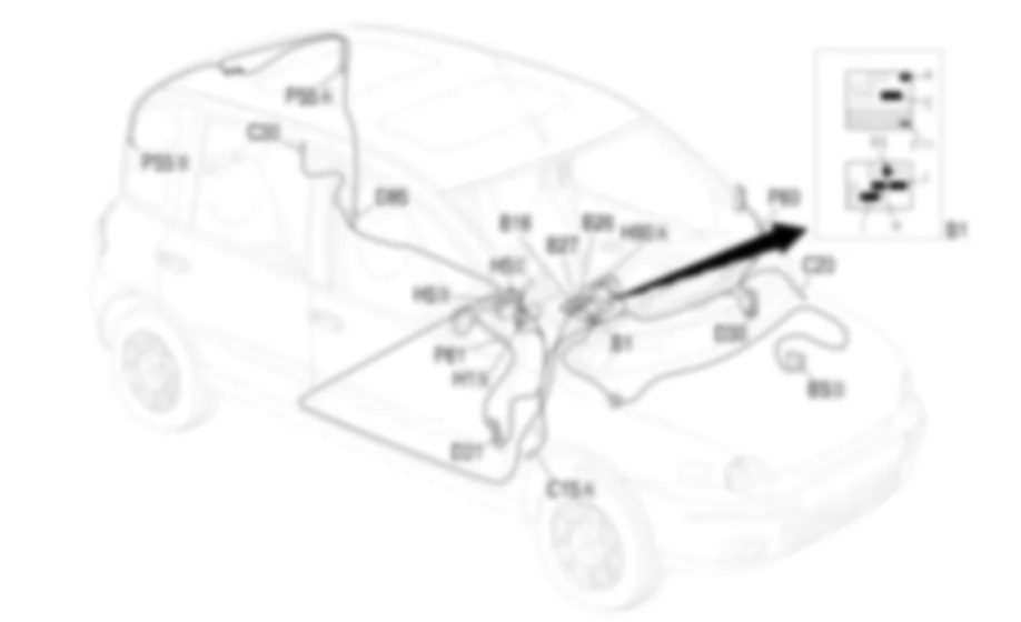 SBRINAMENTO LUNOTTO               E SPECCHI RETROVISORI - Localizzazione componenti Fiat MULTIPLA 1.9 JTD 8V  da 06/99 a 03/02