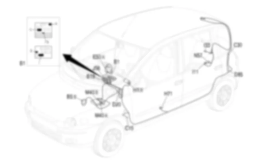 APERTURA BAULE - Localizzazione componenti Fiat MULTIPLA 1.9 JTD 8V  da 04/02 a 08/03