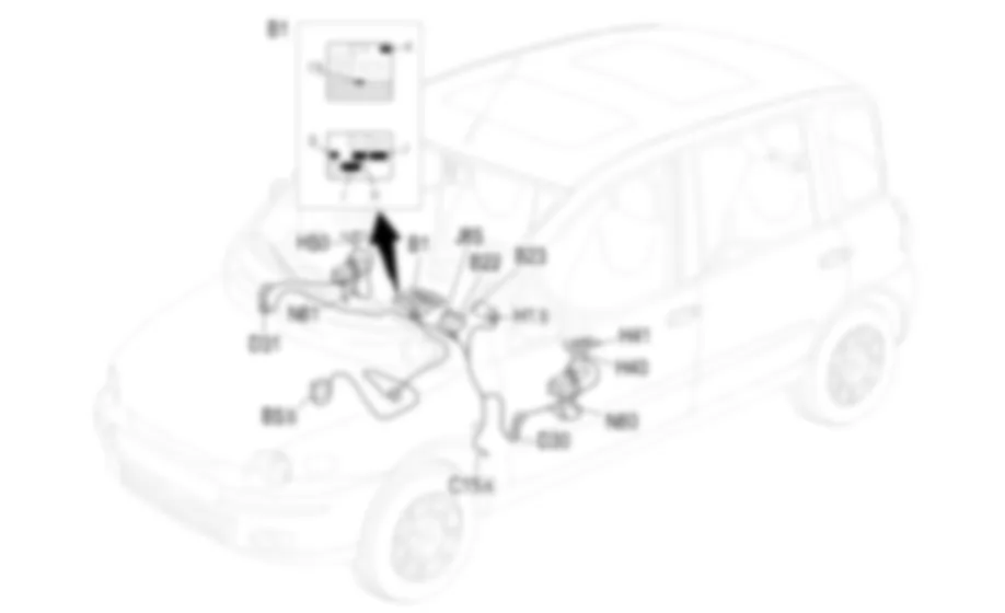 ALZACRISTALLI  ANTERIORI - Localizzazione componenti Fiat MULTIPLA 1.9 JTD 8V  da 06/99 a 03/02