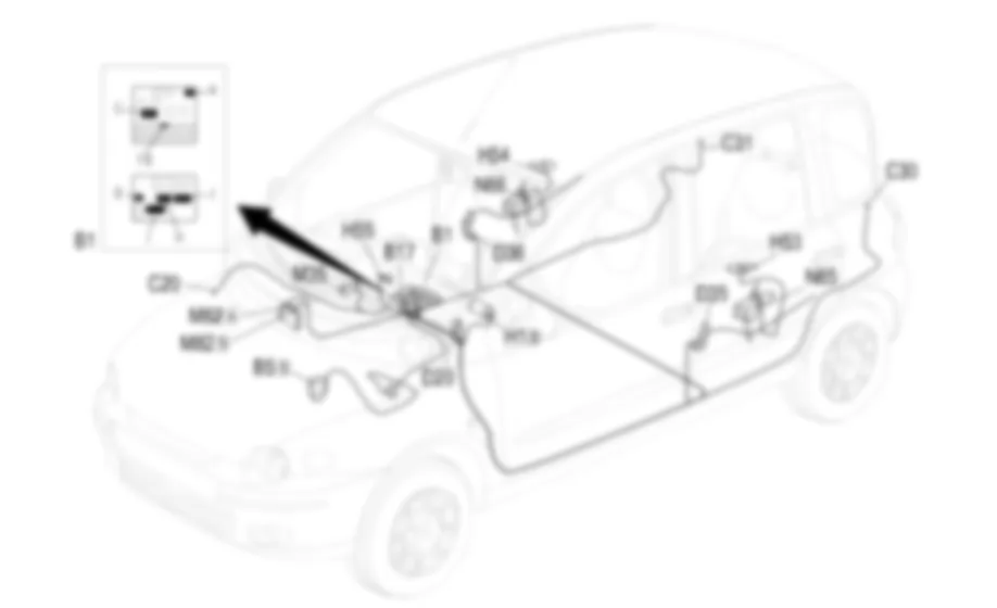 ALZACRISTALLI POSTERIORI - Localizzazione componenti Fiat MULTIPLA 1.9 JTD 8V  fino a 05/04