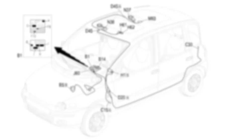 TETTO APRIBILE - Localizzazione componenti Fiat MULTIPLA 1.9 JTD 8V  da 06/99 a 03/02