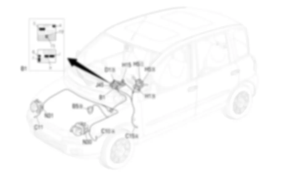 REGOLATORE ASSETTO               FARI - Localizzazione componenti Fiat MULTIPLA 1.9 JTD 8V  da 06/99 a 03/02