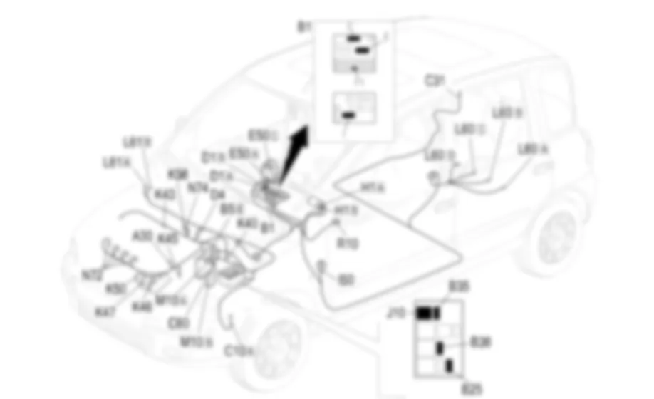 GESTIONE ELETTRONICA MOTORI BENZINA - Localizzazione componenti Fiat MULTIPLA 1.6 16v da 04/02 a 08/03 GESTIONE ELETTRONICA MOTORI BENZINA - Localizzazione componenti Fiat MULTIPLA 1.6 16v da 04/02 a 08/03