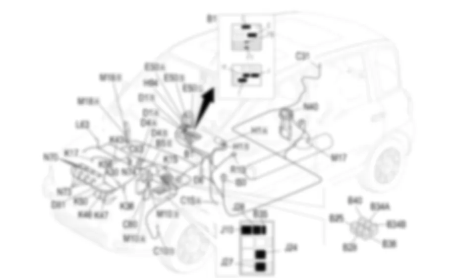 GESTIONE ELETTRONICA MOTORI BENZINA - Localizzazione componenti Fiat MULTIPLA 1.6 16v da 04/02 a 08/03 GESTIONE ELETTRONICA MOTORI BENZINA - Localizzazione componenti Fiat MULTIPLA 1.6 16v da 04/02 a 08/03