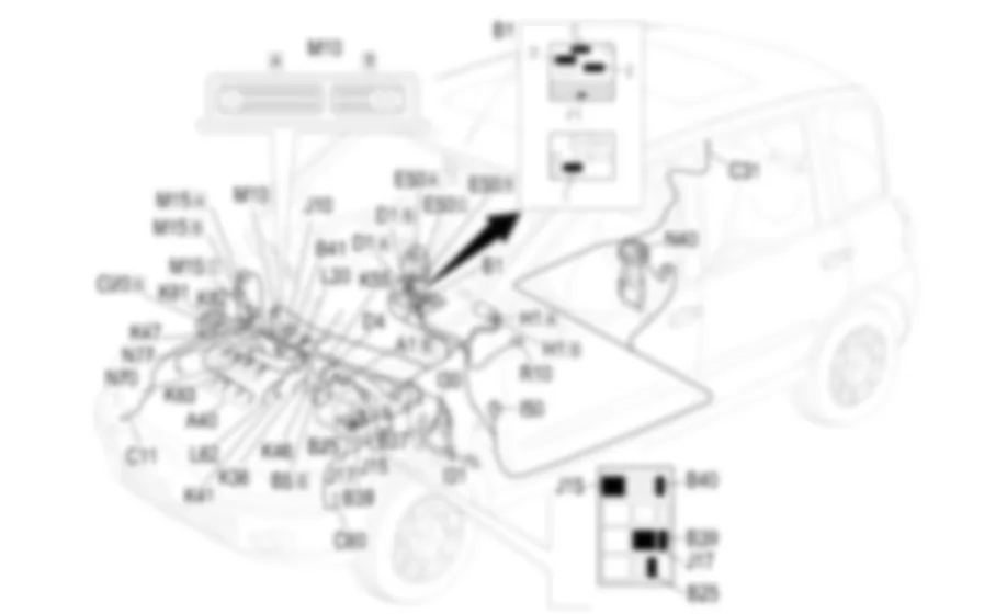 GESTIONE ELETTRONICA               MOTORI DIESEL - Localizzazione componenti Fiat MULTIPLA 1.9 JTD 8V  da 06/99 a 03/02