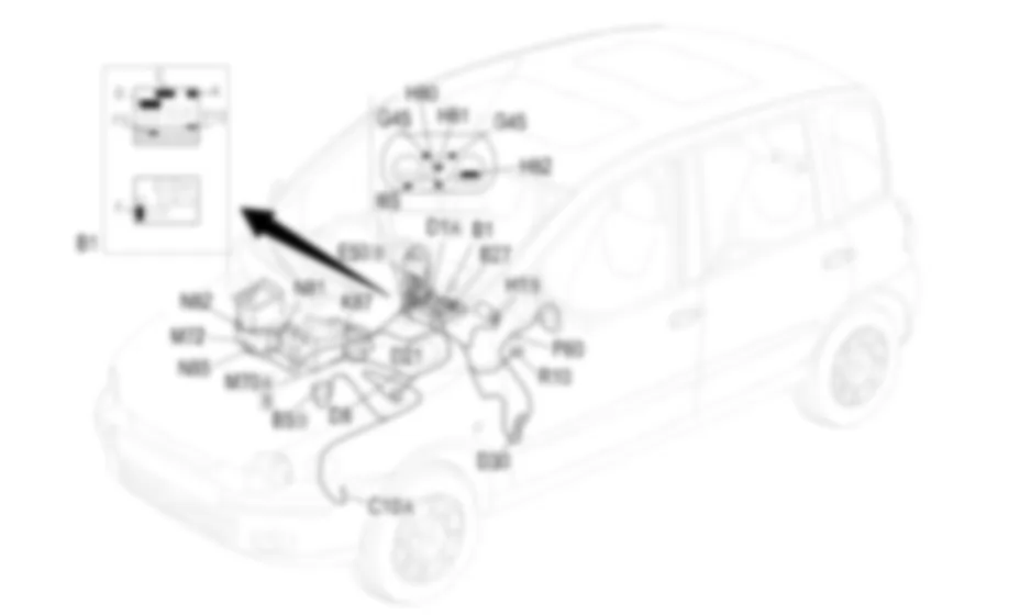UKLAD KLIMATYZACJI - Rozmieszczenie elementow Fiat MULTIPLA 1.9 JTD 8V  da 06/04