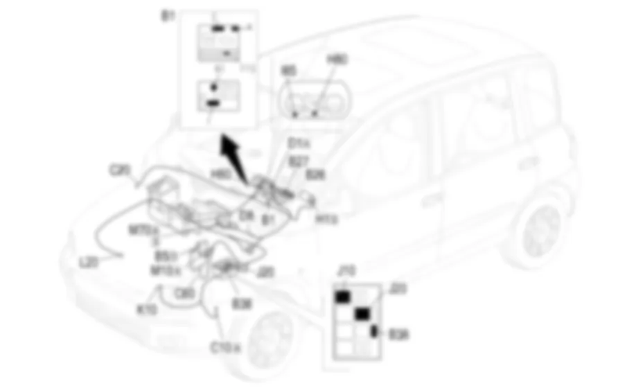 WLACZENIE                TURBOSPREZARKI - Rozmieszczenie elementow Fiat MULTIPLA 1.6 16v  fino a 05/99
