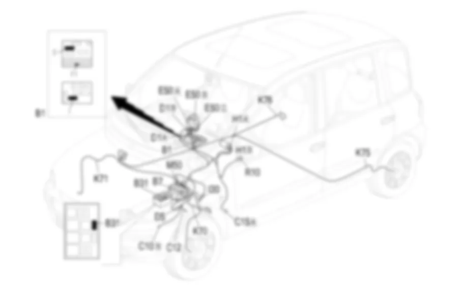 ABS - Localizzazione componenti Fiat MULTIPLA 1.9 JTD 8V da 04/02 a 08/03 ABS - Localizzazione componenti Fiat MULTIPLA 1.9 JTD 8V da 04/02 a 08/03