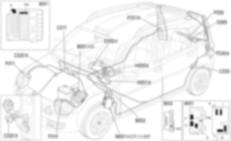 SIDE LIGHTS/NUMBER PLATE LIGHT - COMPONENT LOCATION Fiat PANDA 1.3 JTD 16v  