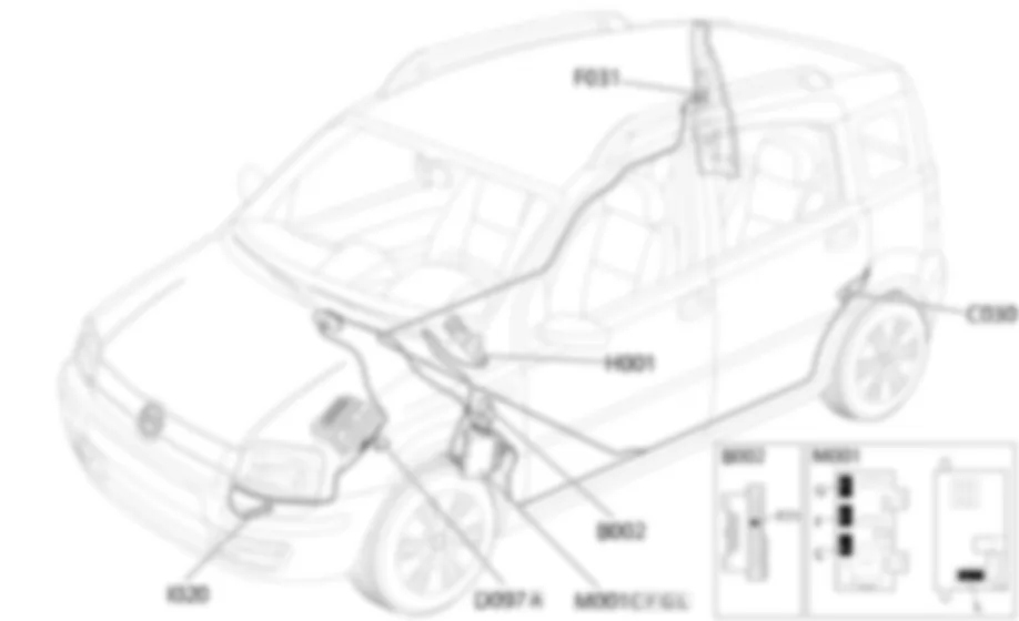 REVERSING LIGHTS - Location of components Fiat PANDA 1.3 JTD 16v  