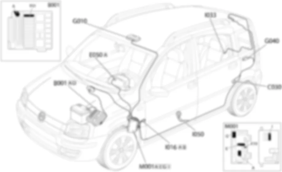 COURTESY LIGHTS - Location of components Fiat PANDA 1.3 JTD 16v  