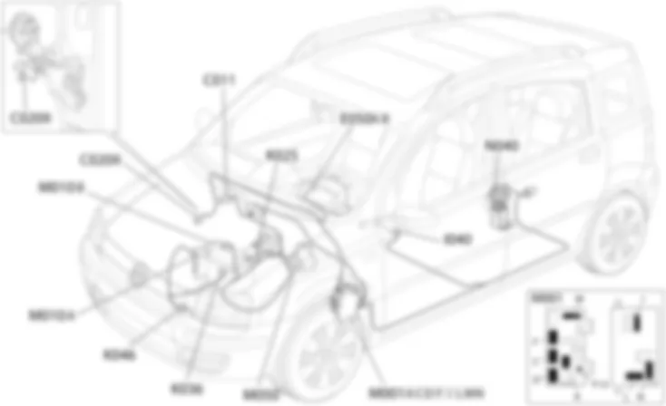 INSTRUMENT PANEL - Location of components Fiat PANDA 1.3 JTD 16v  