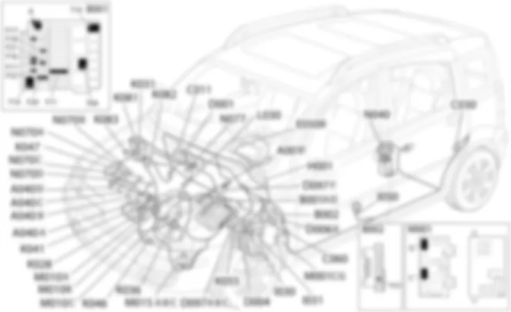 DIESEL ENGINES ELECTRONIC               MANAGEMENT - Location of components Fiat PANDA 1.3 JTD 16v  