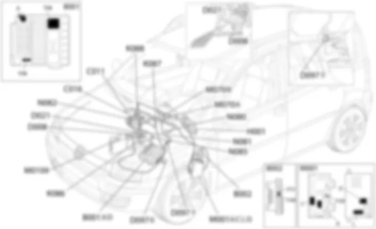 AIR CONDITIONING - Location of components Fiat PANDA 1.3 JTD 16v  