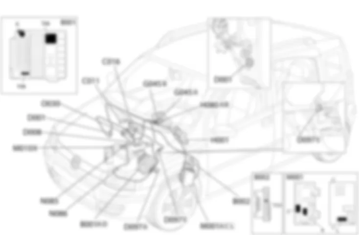 AIR CONDITIONING - Location of components Fiat PANDA 1.3 JTD 16v  