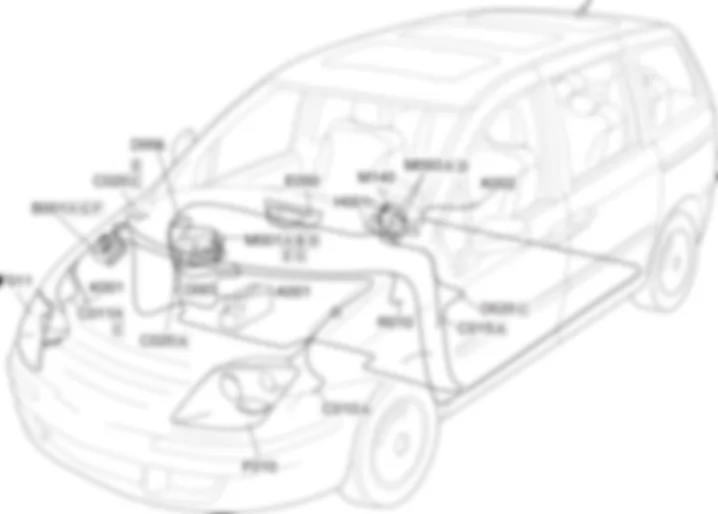 LEUCHTWEITENREGELUNG - EINBAULAGE DER BAUTEILE Fiat ULYSSE 2.2 16V JTD  fino a 04/03
