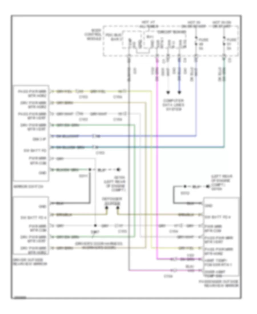 Power Mirrors Wiring Diagram for Fiat 500 Pop 2012