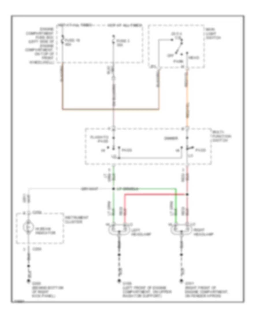 Электросхема фар, без DRL для Ford Pickup F250 1996