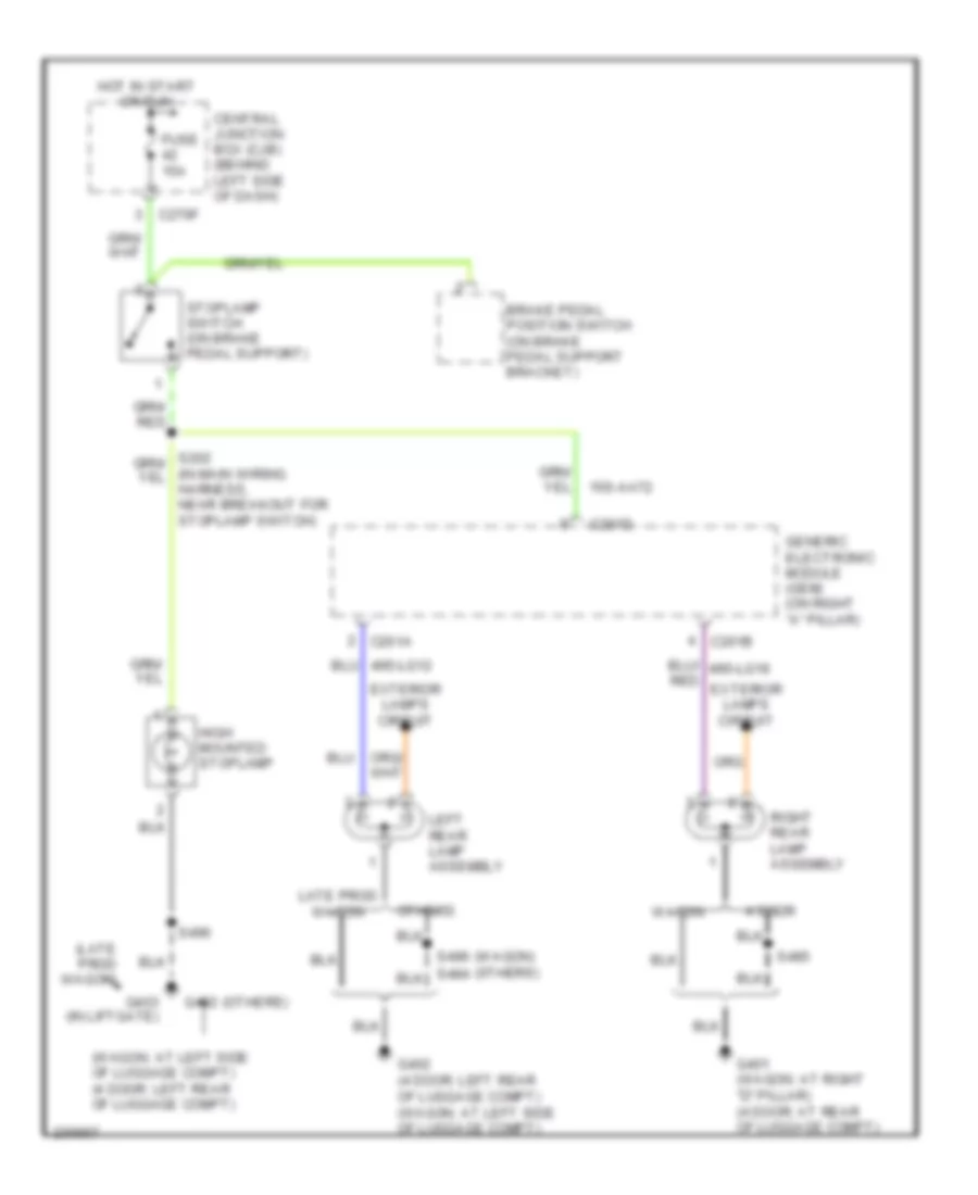 остановите схему ламп, 4 двери и Универсал для Ford Focus ZX3 SES 2006