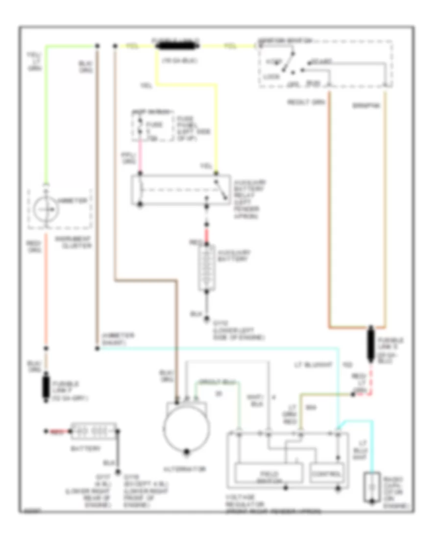 4.9L, Электросхема Генератора, внешний регулятор для Ford Club Wagon E350 1991
