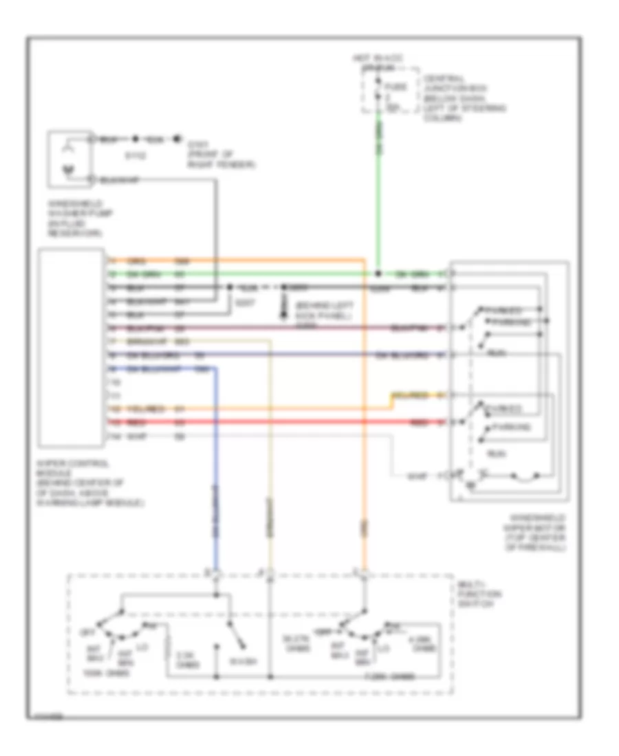 Электросхема стеклоочистителя, дворников и омывателя для Ford Crown Victoria S 1999