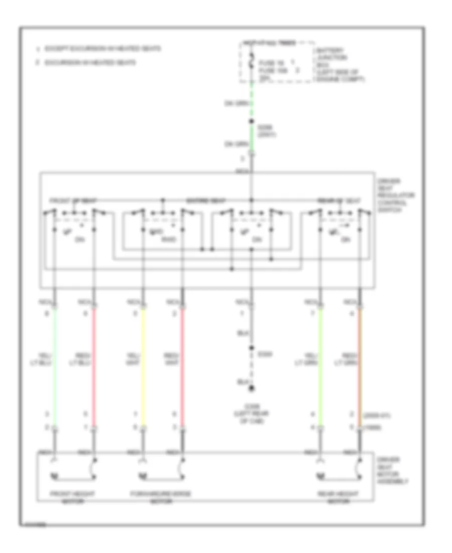 Электросхема привода сидений с 6 путями для Ford F450 Super Duty 2001
