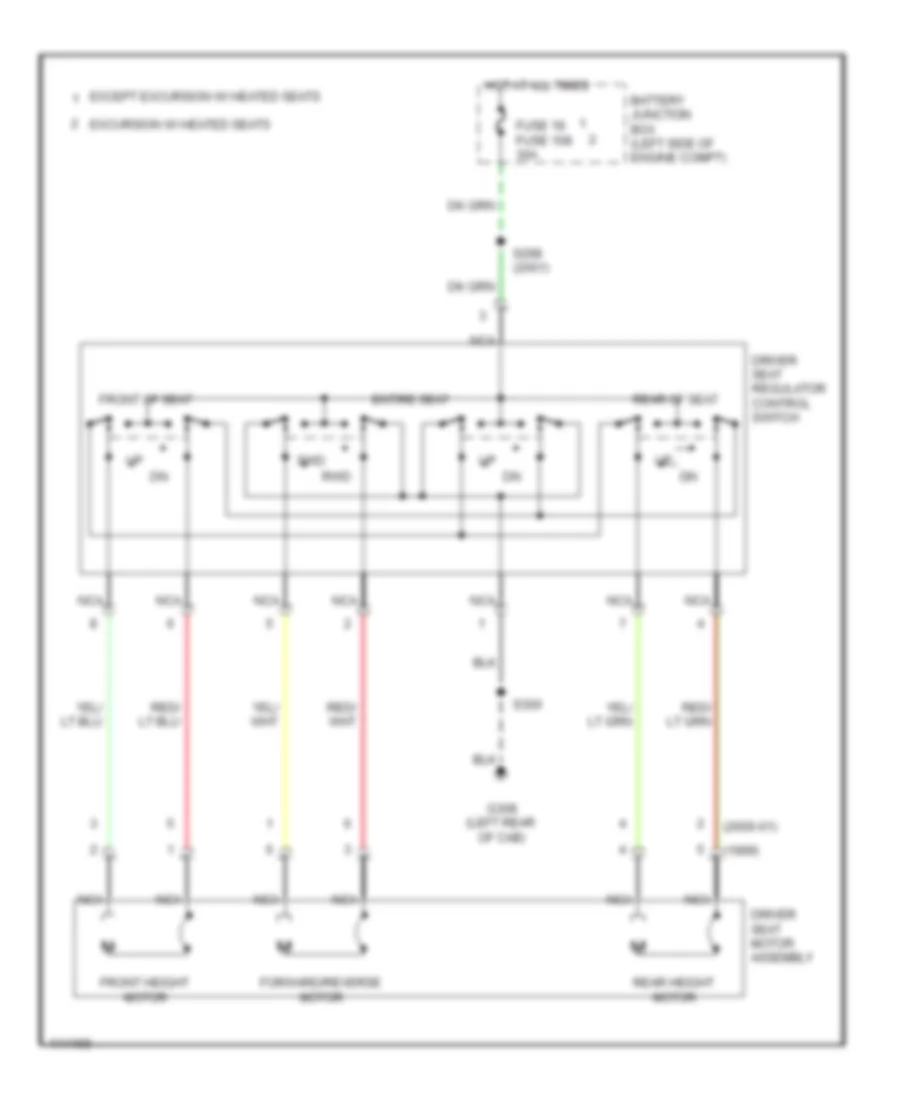 Электросхема привода сидений с 6 путями для Ford F550 Super Duty 2001