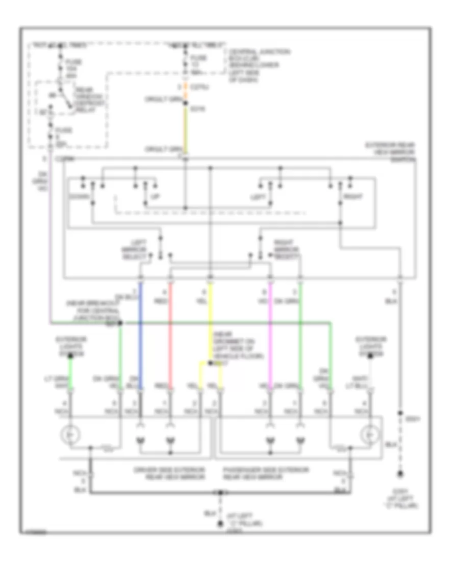 Электросхема привода зеркал для Ford Excursion 2003