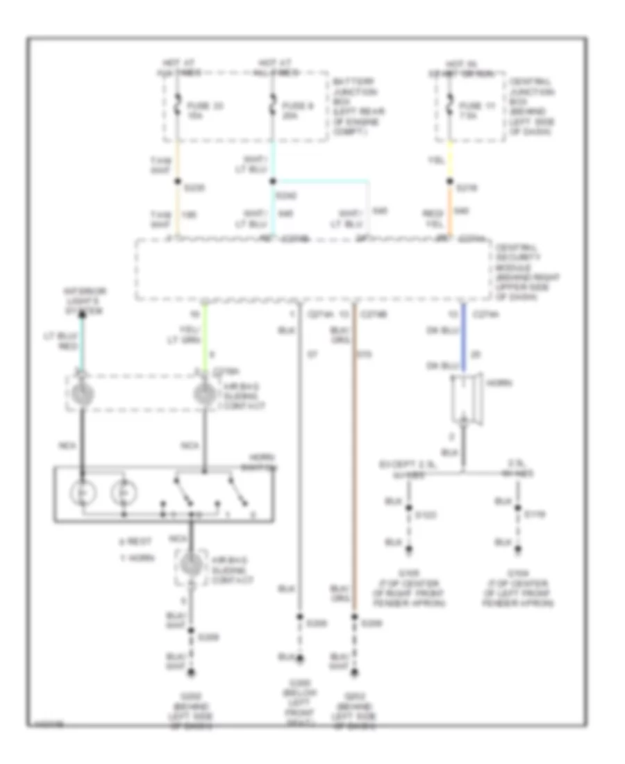 Horn Wiring Diagram with Power Equipment for Ford Ranger 2001