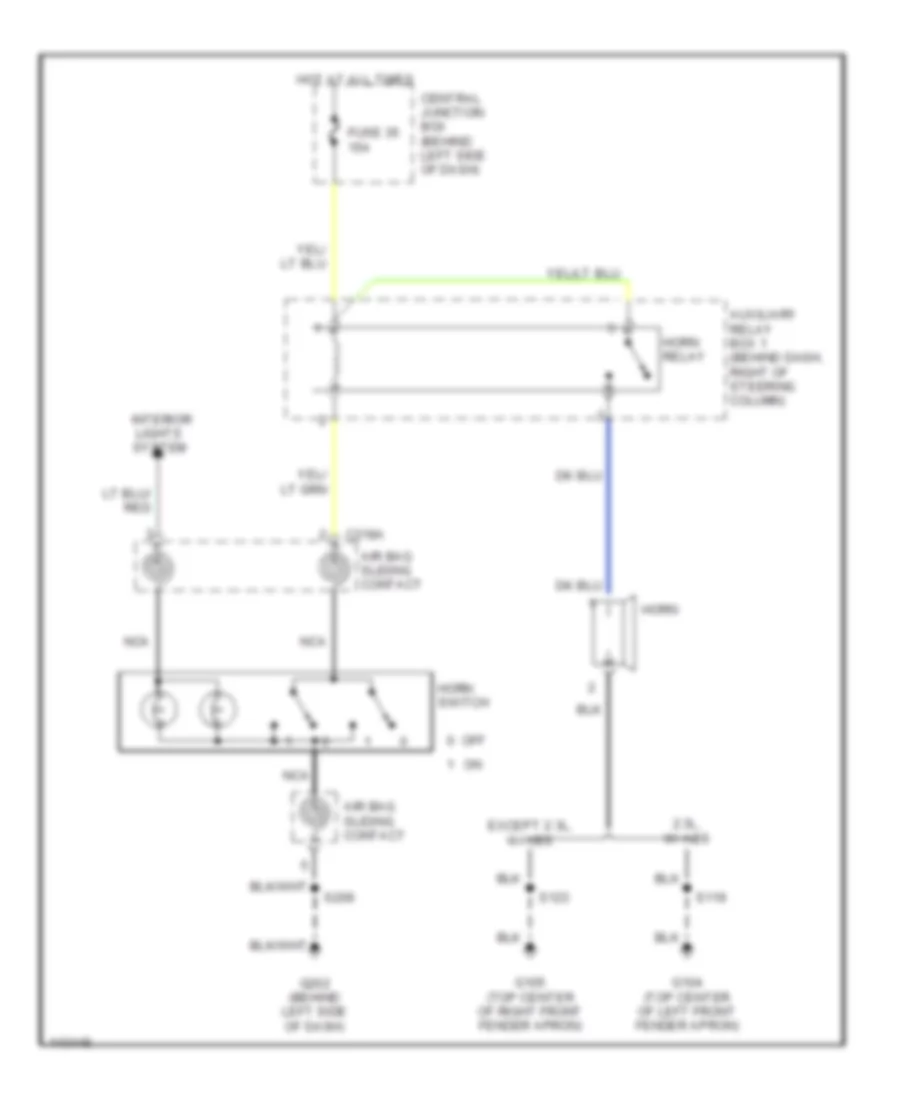Horn Wiring Diagram, without Power Equipment for Ford Ranger 2001