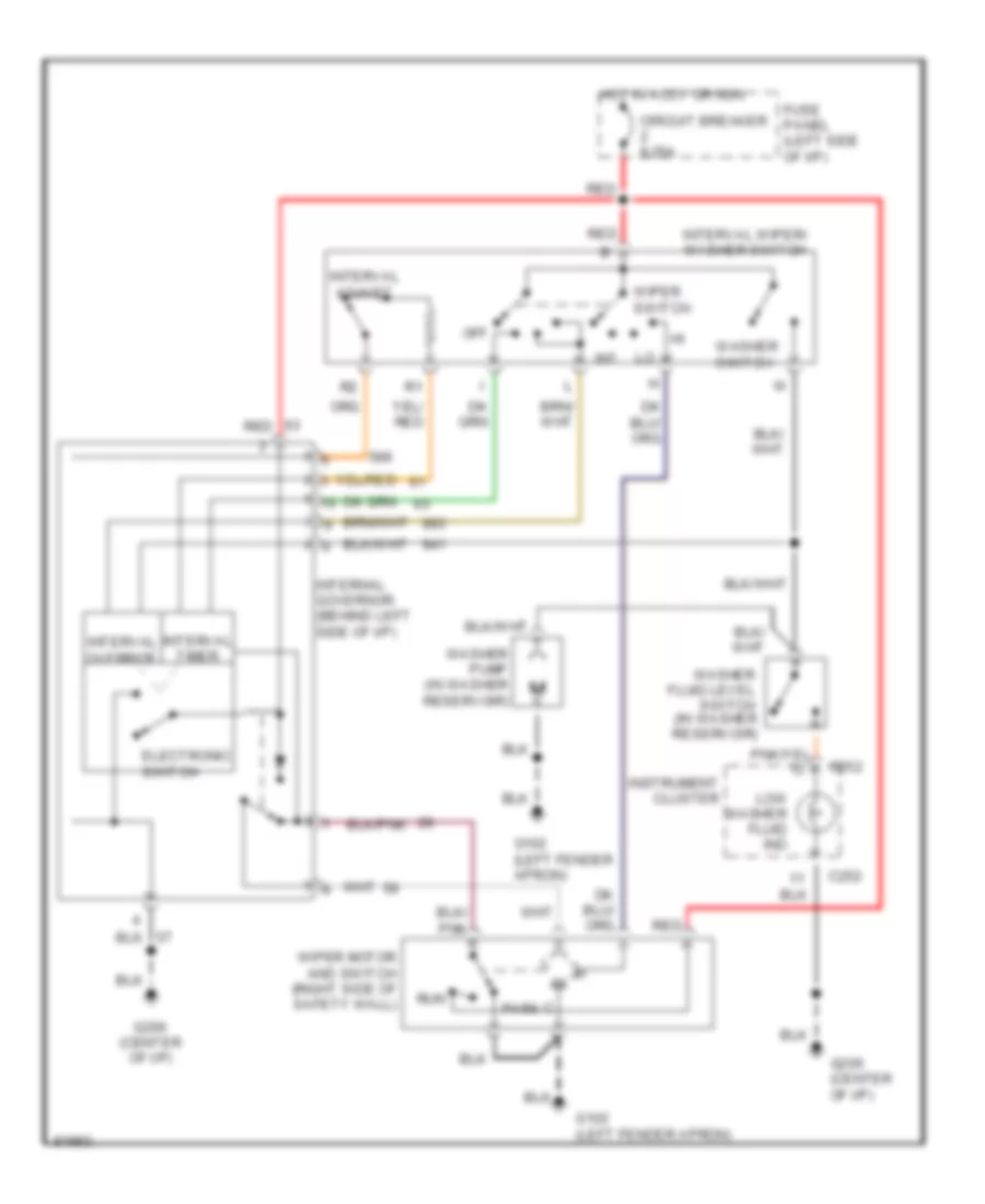 Interval WiperWasher Wiring Diagram for Ford Tempo GLS 1990