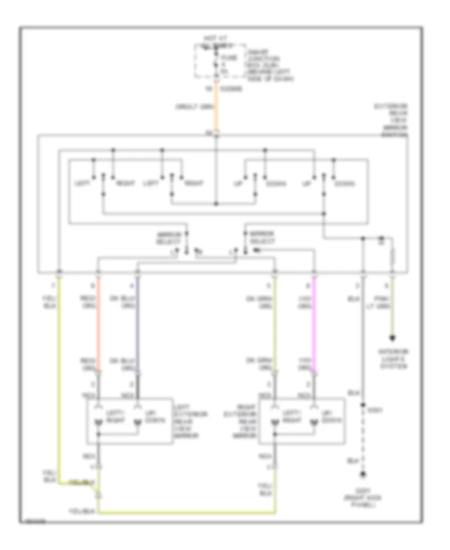 Power Mirrors Wiring Diagram, without Heated Signal Mirrors for Ford Freestar Limited 2004