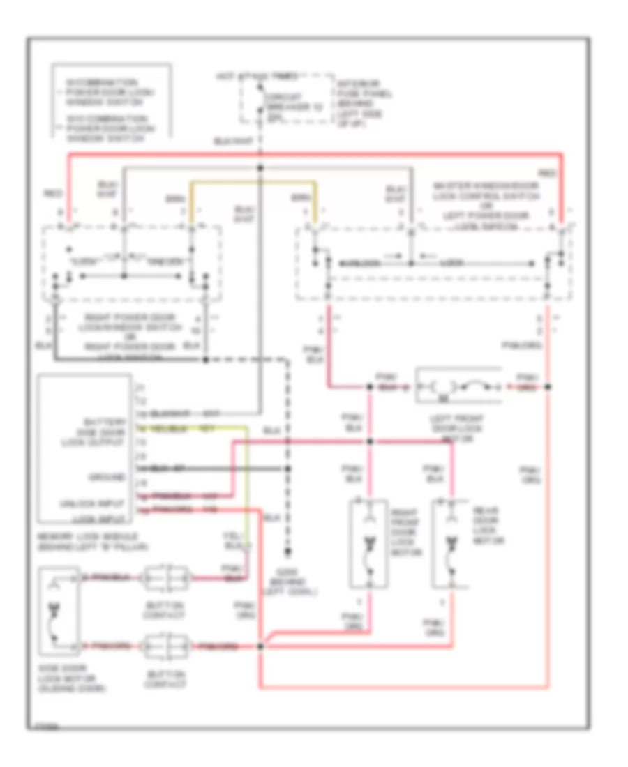 Door Lock Wiring Diagram with Memory Lock for Ford Club Wagon E150 1996