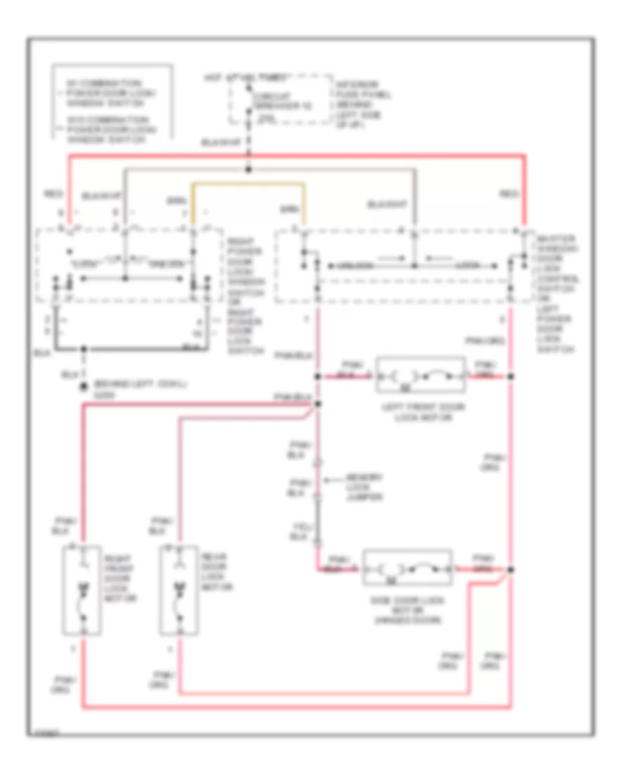 Door Lock Wiring Diagram, without Memory Lock for Ford Club Wagon E150 1996