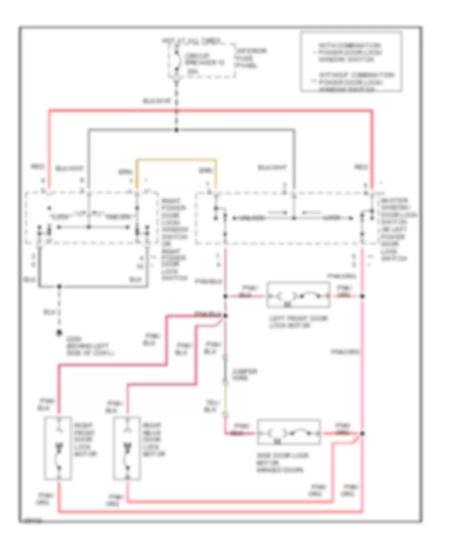 Door Lock Wiring Diagram, without Memory Lock for Ford Club Wagon E150 1992