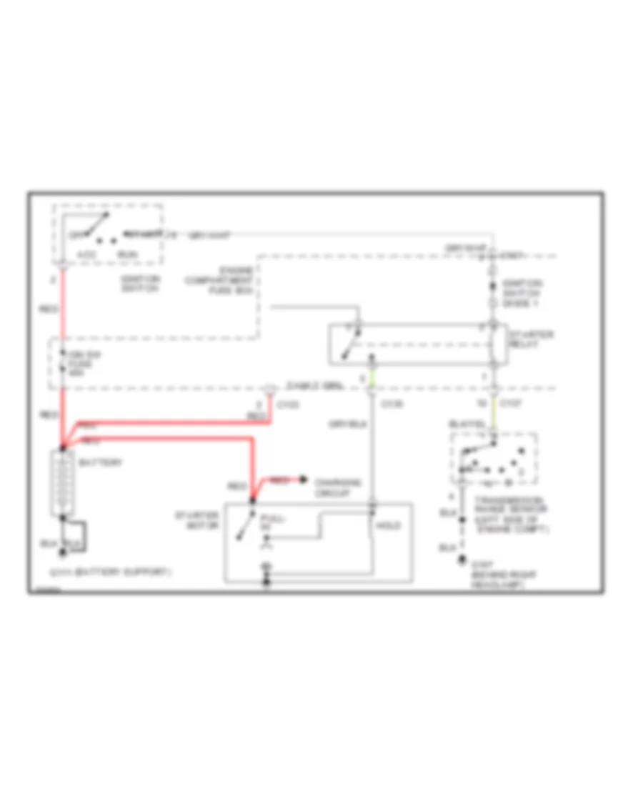 Starting Wiring Diagram, AT for Ford Contour LX 1996