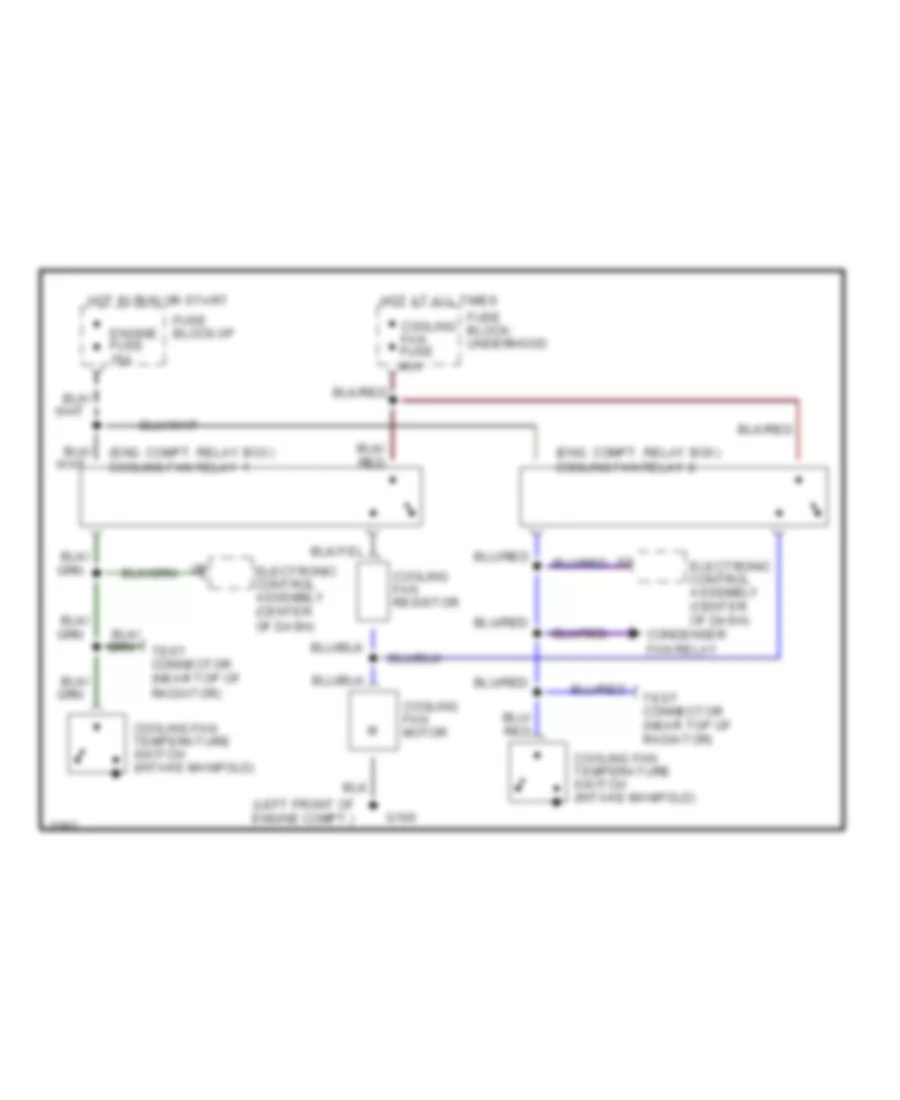 2.2L GT, Cooling Fan Wiring Diagram, AT for Ford Probe LX 1990