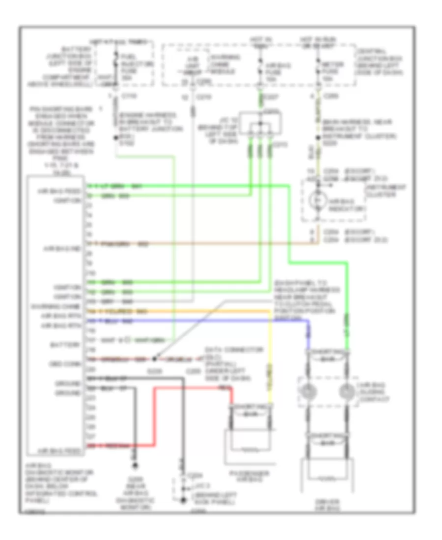 Supplemental Restraint Wiring Diagram for Ford ZX2 2001