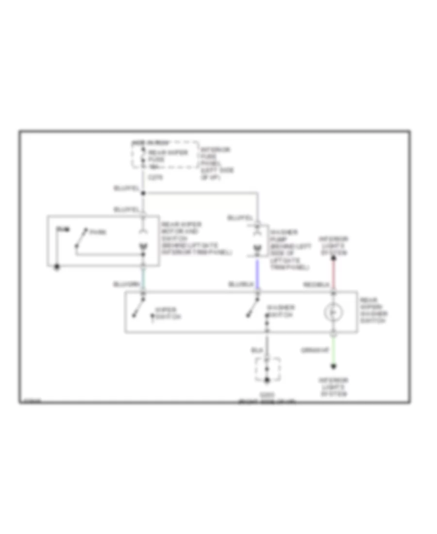 Rear Wiper Washer Wiring Diagram for Ford Probe GL 1990