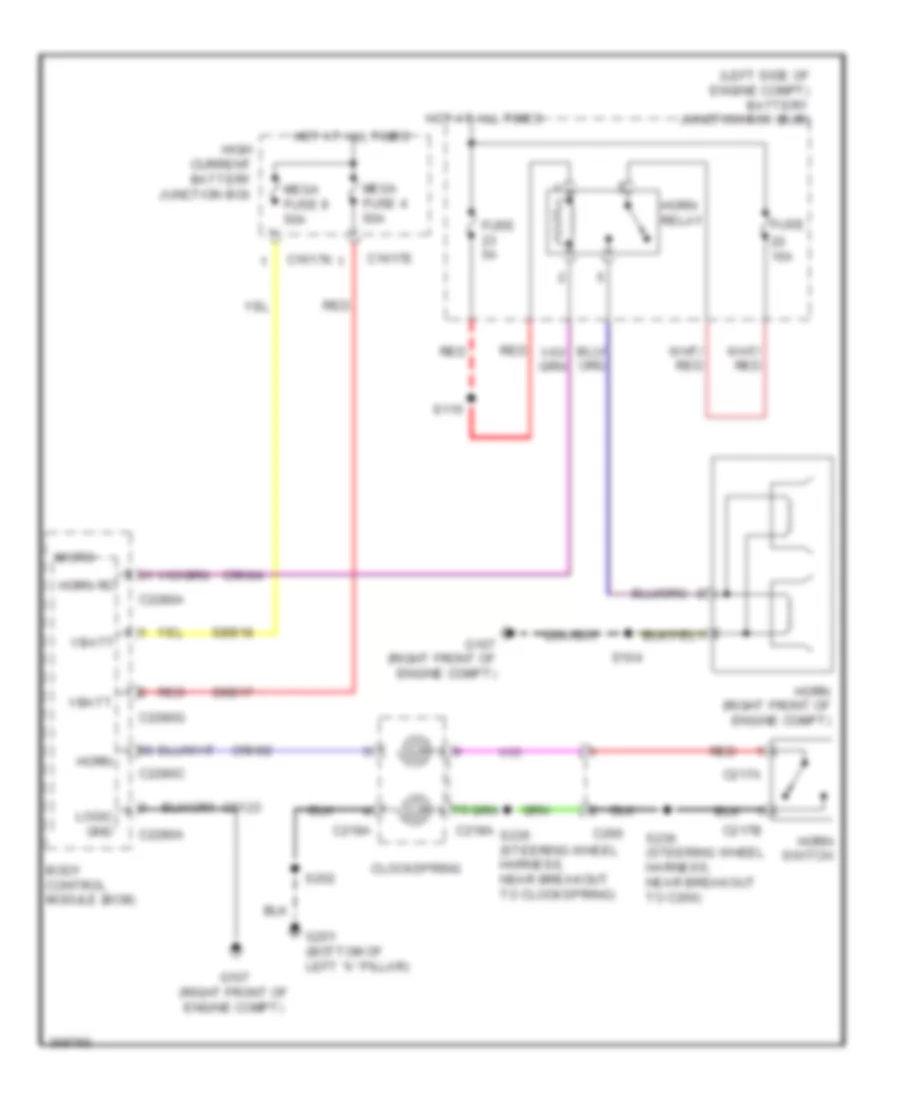 Horn Wiring Diagram, Except Electric for Ford Focus S 2012