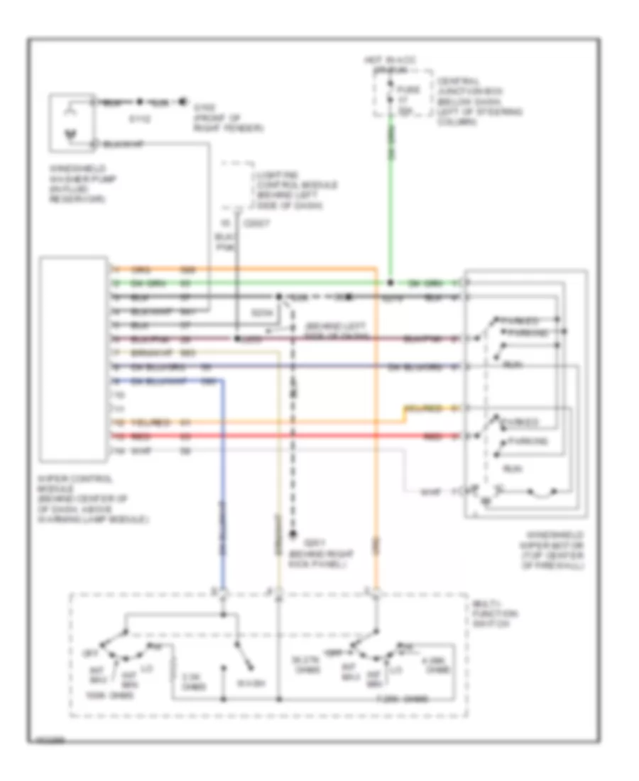Электросхема стеклоочистителя, дворников и омывателя для Ford Crown Victoria LX 2002