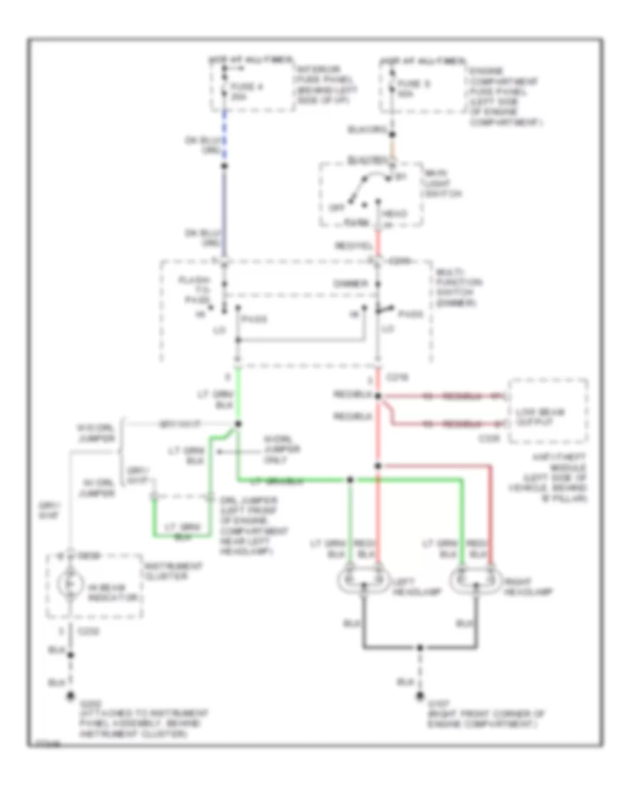 Headlight Wiring Diagram without DRL for Ford Econoline E150 1996