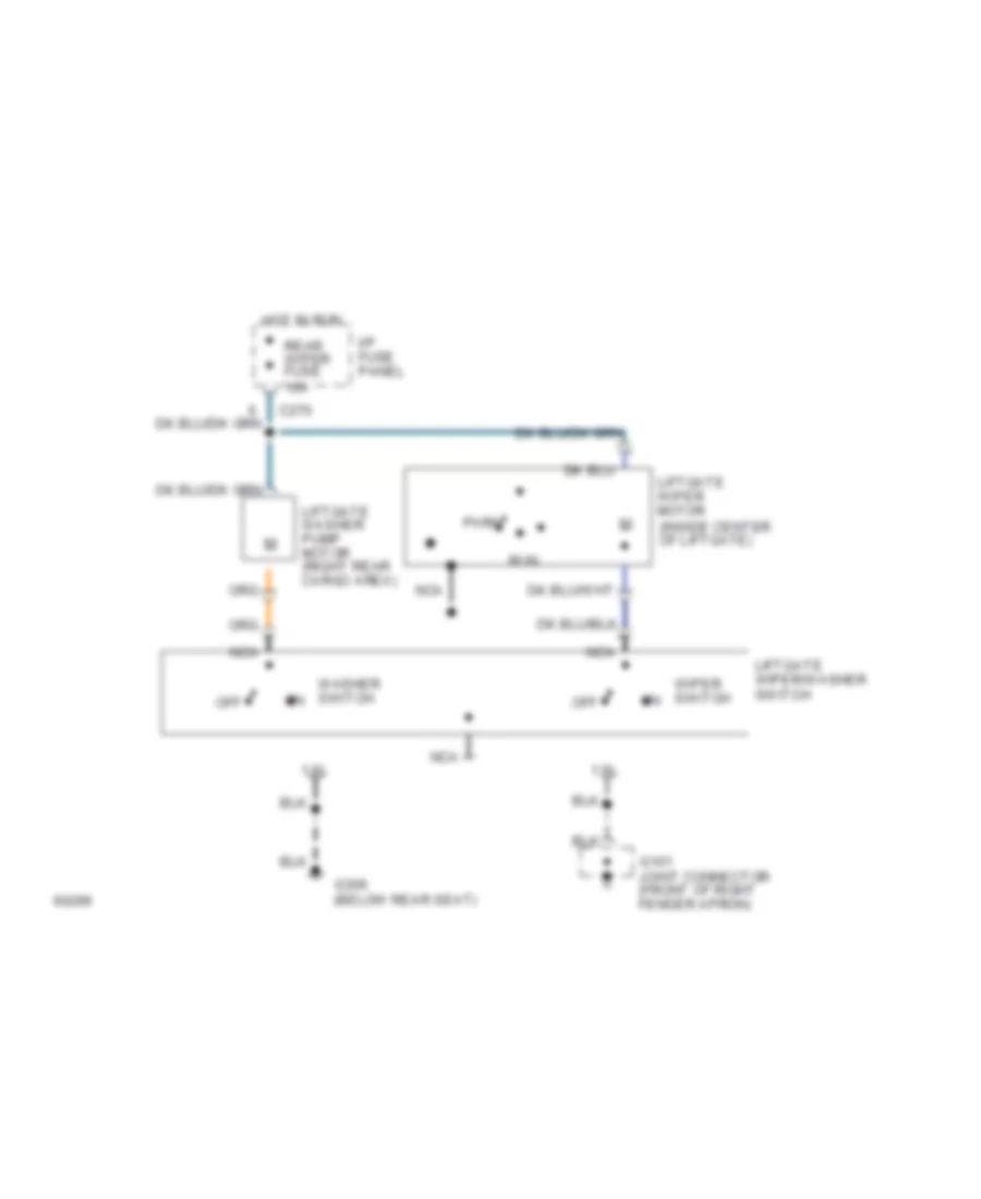 Электросхема заднего стеклоочистителя дворника и омывателя для Ford Escort GT 1994