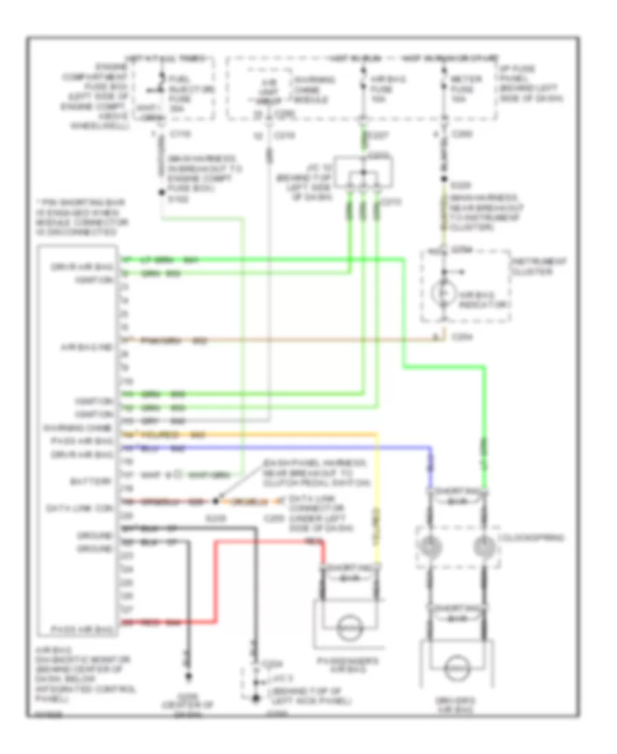 Supplemental Restraint Wiring Diagram for Ford Escort LX 1998